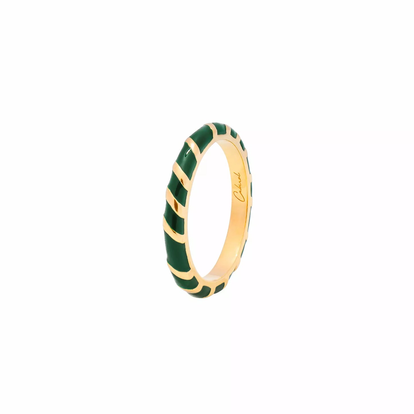 Bague anneau Aimée en vermeil et laque vert sapin Cabirol