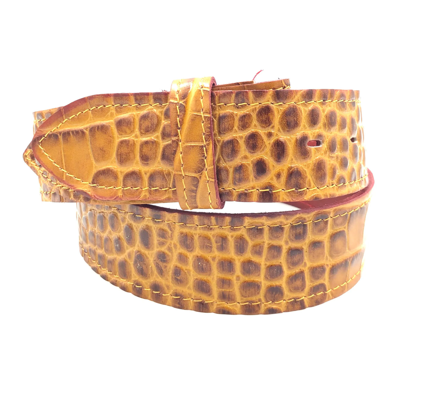 Ceinture tige cuir façon croco