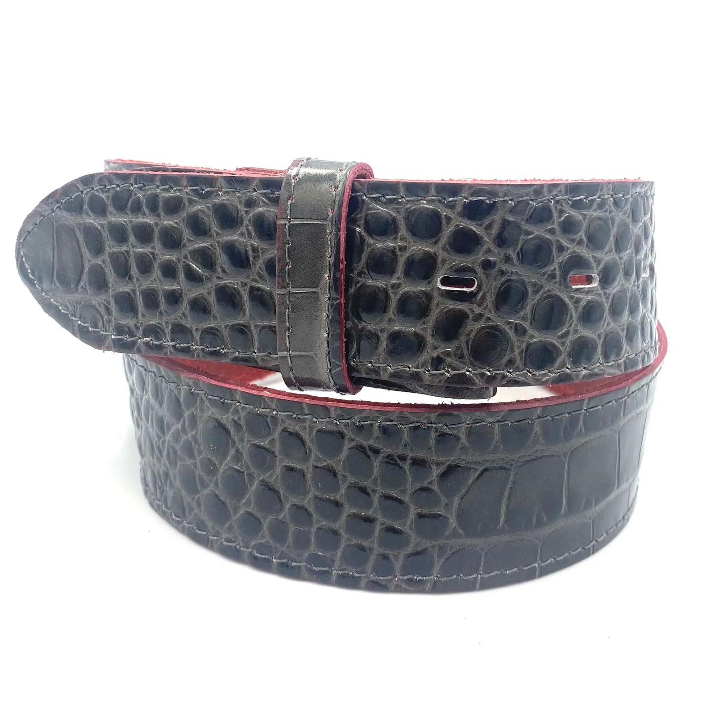 Ceinture tige cuir façon croco