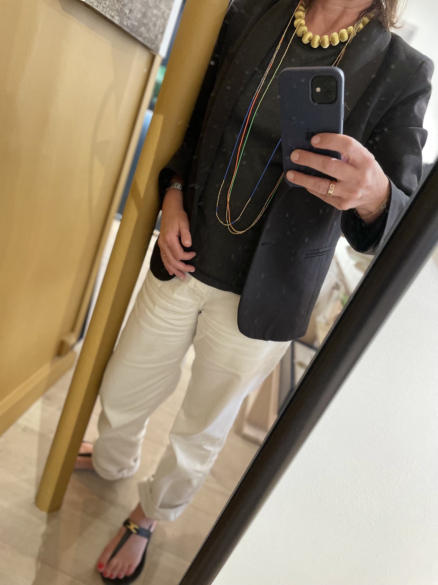 Sautoir perles couleurs et dorées Clara