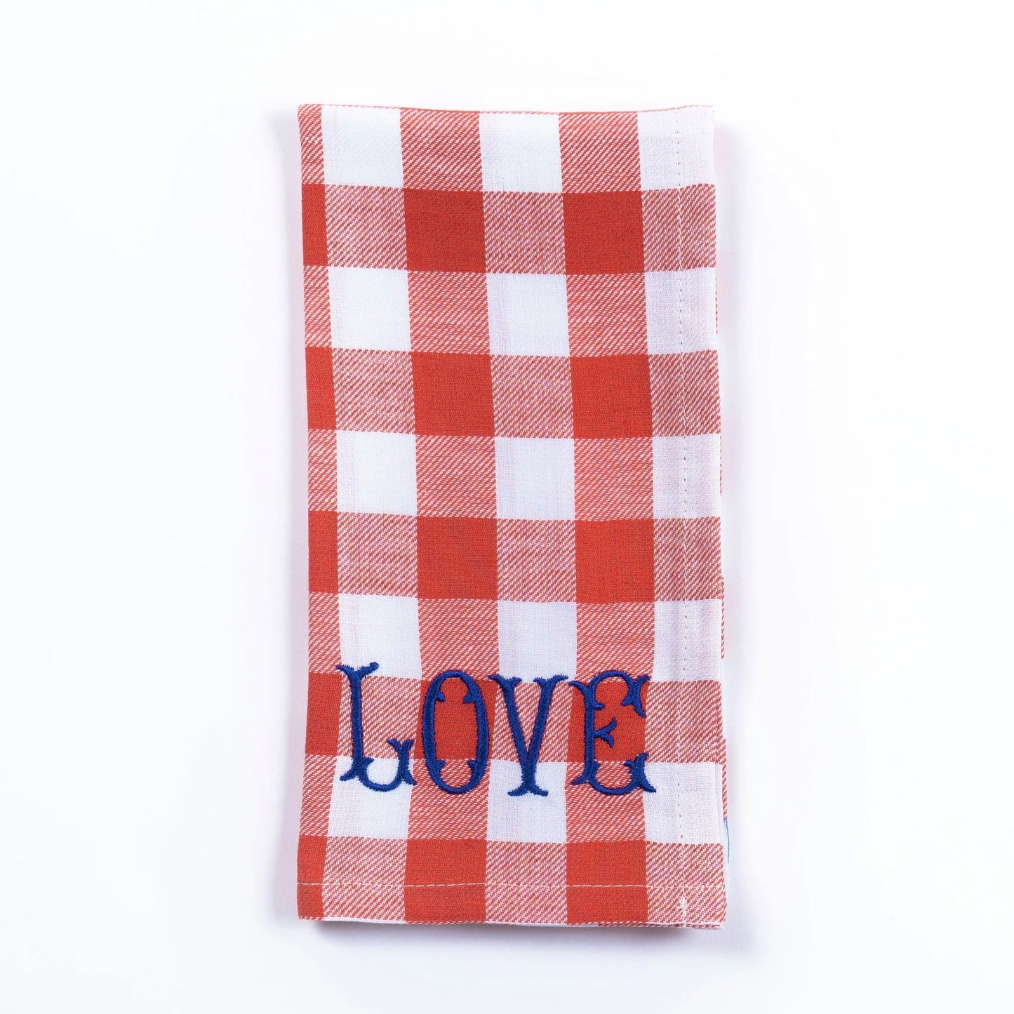 Serviette de table brodée HAPPY, LOVE, ENJOY