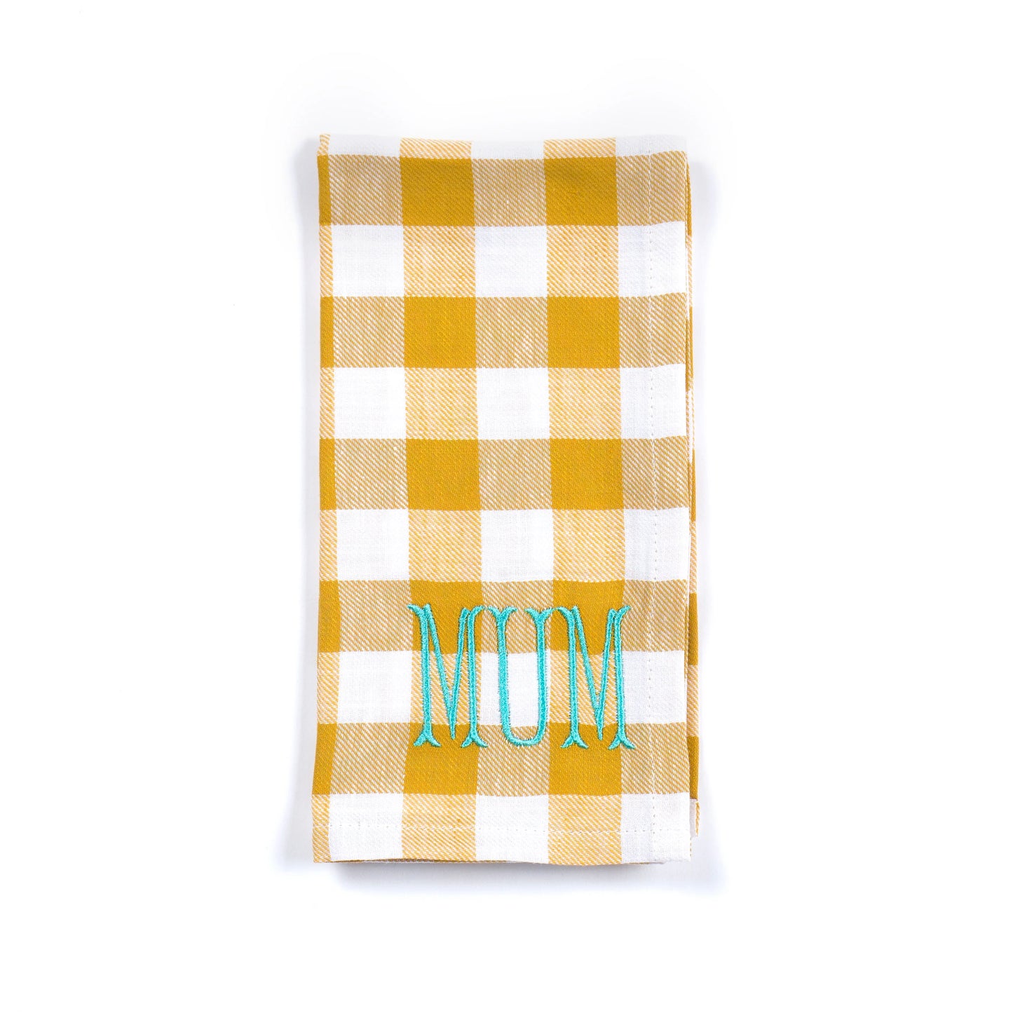 Serviette de table brodée SIS, BRO, MUM, DAD