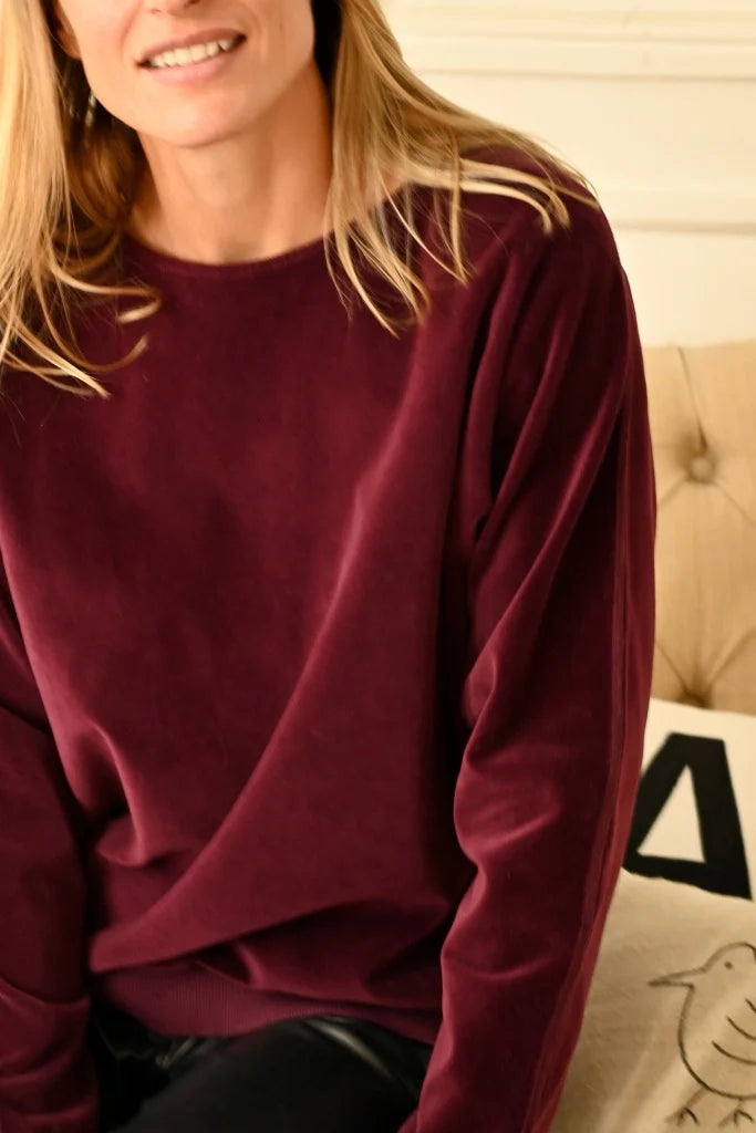 Pull velours manches chauve souris