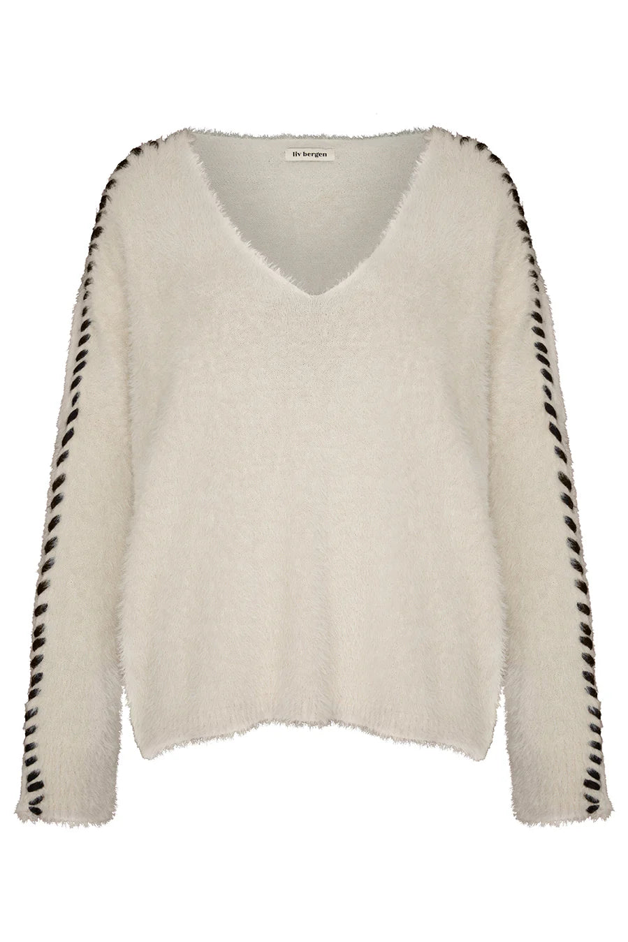 Sweater brodé à la main en crème ou noir