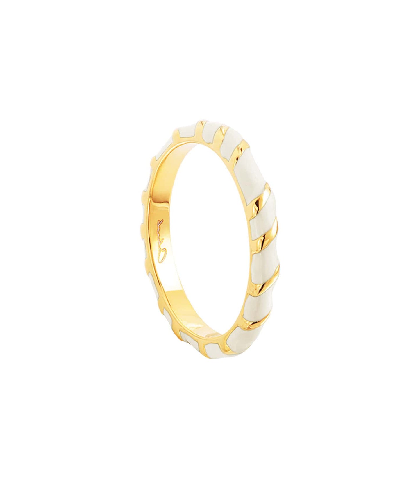 Bague anneau Aimée en vermeil, et laque ivoire Cabirol