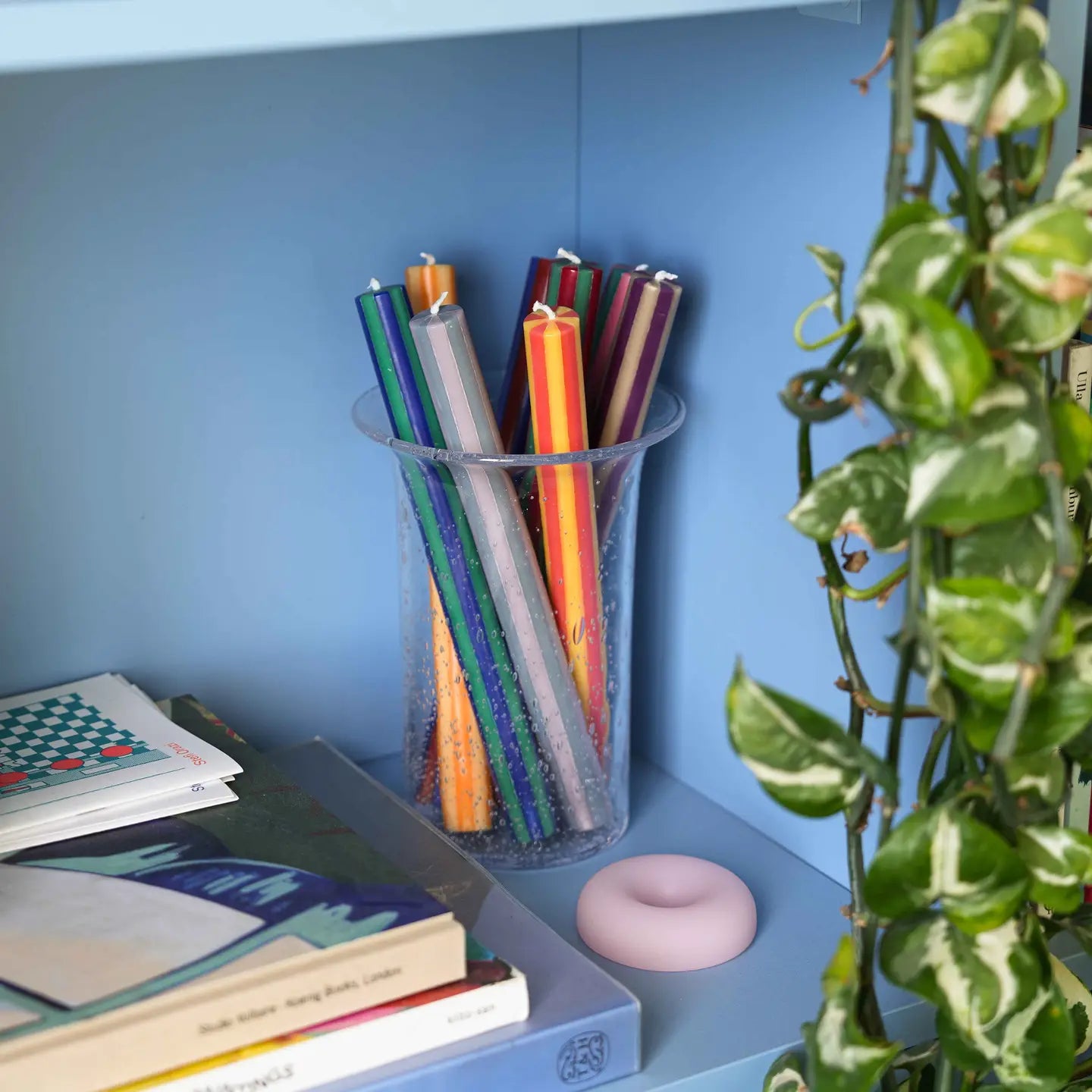 Lot de 4 bougies rayées