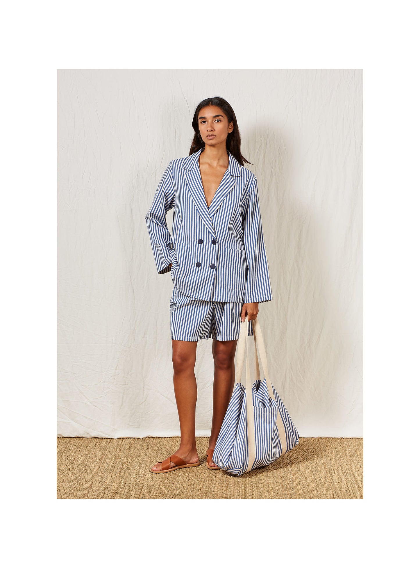 Veste en denim rayé marine