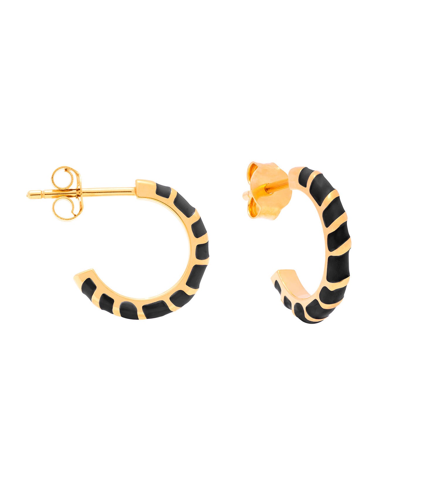 Boucles d’oreilles mini créoles Aimée en vermeil laqué noire Cabirol