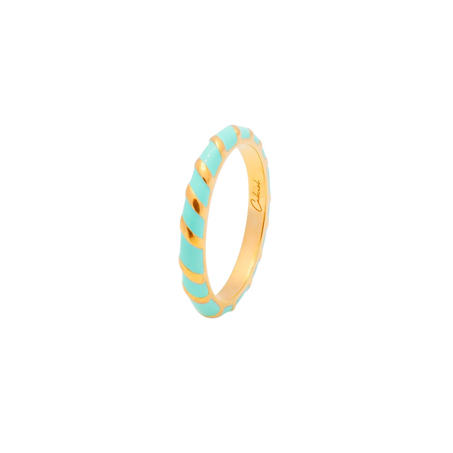 Bague anneau Aimée en vermeil et laque turquoise Cabirol