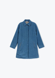 Manteau mi-long en denim entièrement doublé de fausse fourrure