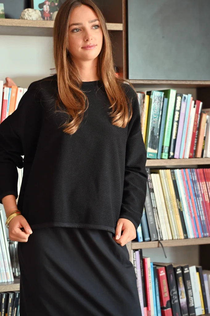 Sweat coton bio oversize femme col rond