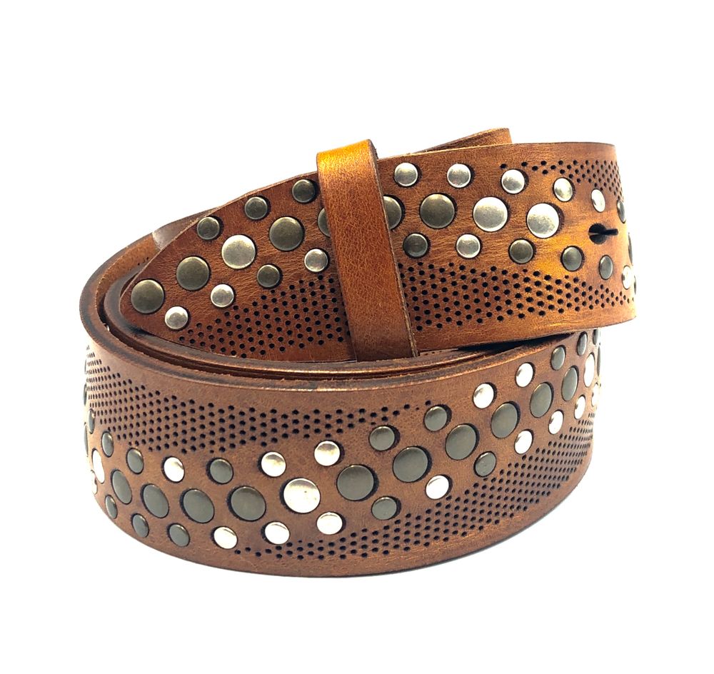 Ceinture rivets cognac Yolete