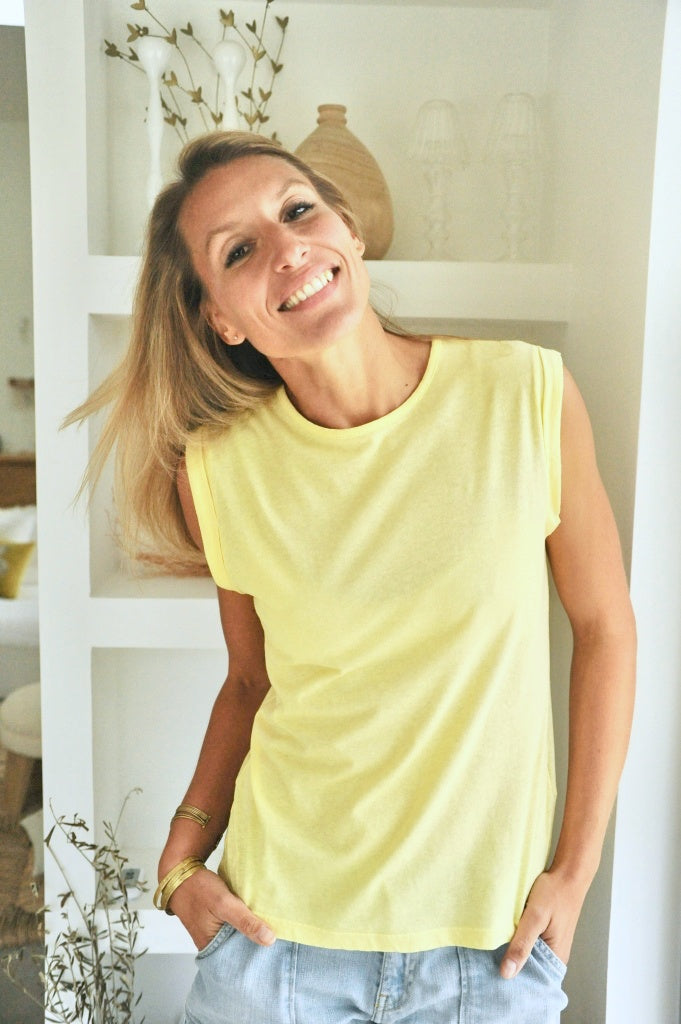 Débardeur Lin Candice Jaune Paille Suny