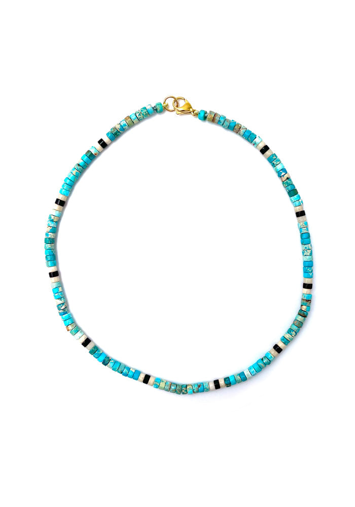 Collier Surfeur Bleu/ Rose