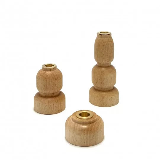 Set de 3 bougeoirs bois naturel Maison Pechavy