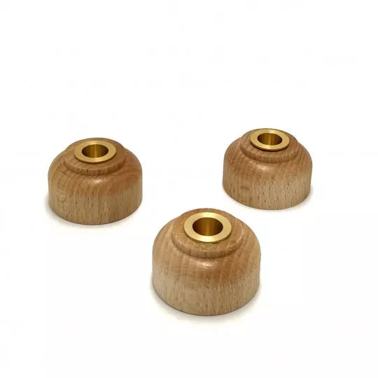 Trio de bougeoir en bois naturel et laiton Maison Pechavy