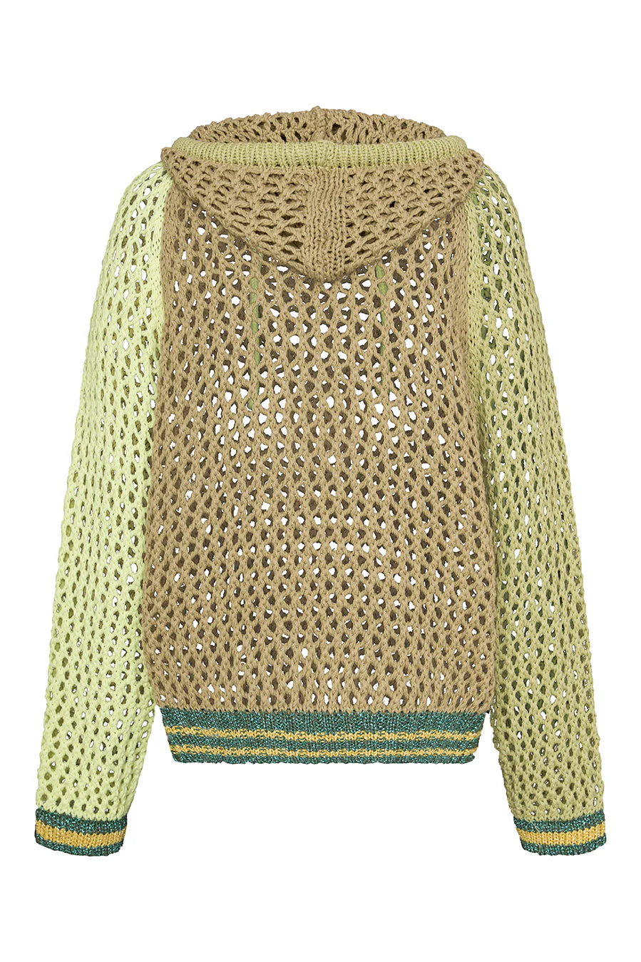 Sweat à capuche Crochet tricolore olive