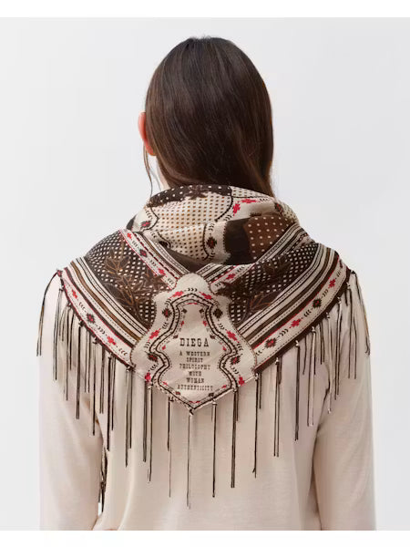 Foulard FAREO écru et chocolat