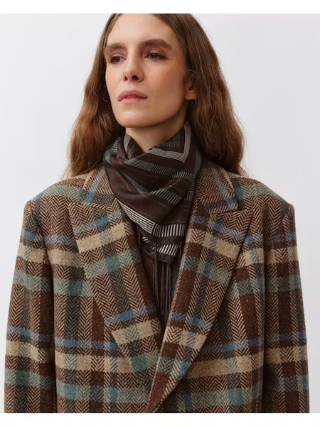 Foulard FAREO aqua et chocolat