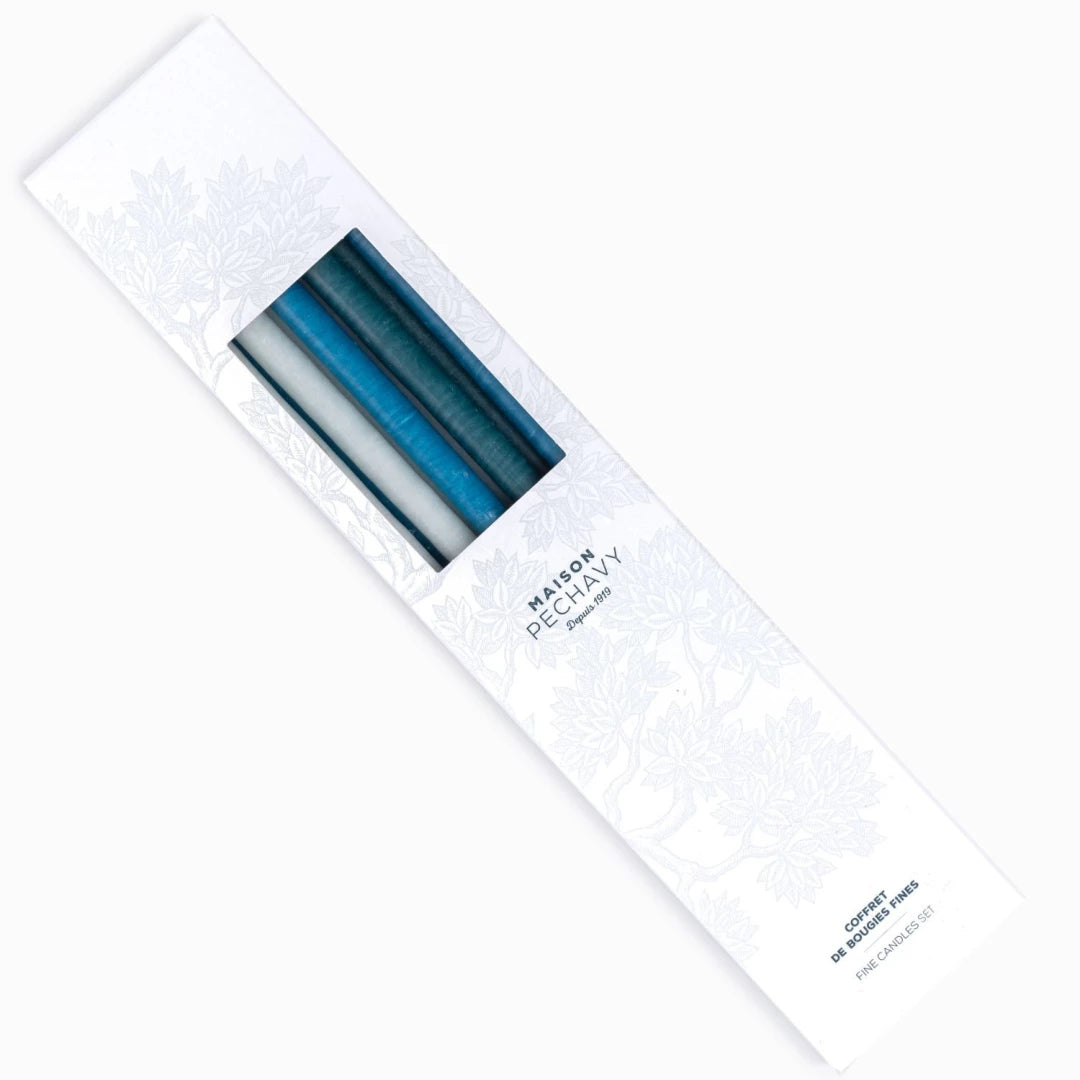 Coffret 10 bougies fines blue