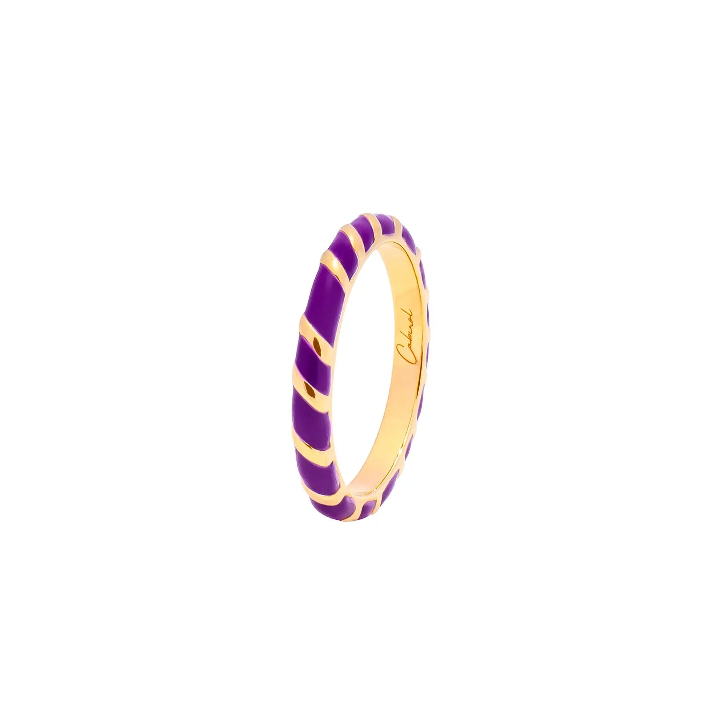 Bague anneau Aimée en vermeil et laque purple Cabirol