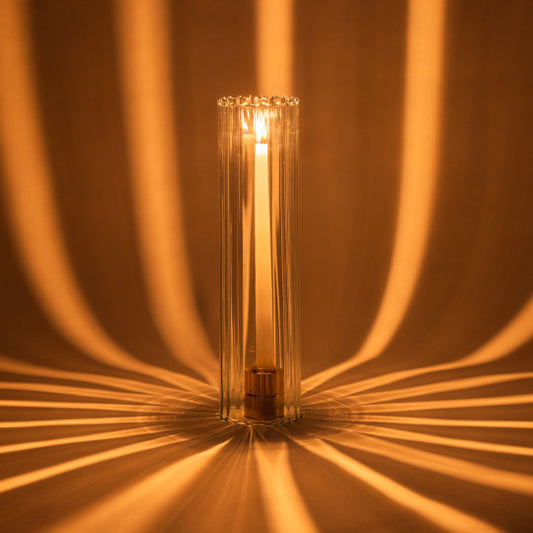 Photophore en verre ondulé